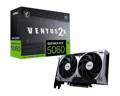 MSI VGA GEFORCE RTX 5060, RTX 5060 8G VENTUS 2X OC, 8GB GDDR7, HDMI/DP*3, ATX, DUAL FAN, OC