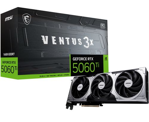 MSI VGA GEFORCE RTX 5060 TI, RTX 5060 Ti 16G VENTUS 3X OC, 16GB GDDR7, HDMI/DP*3. ATX, TRIPLE FAN, O