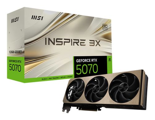 MSI VGA GEFORCE RTX 5070, RTX 5070 12G INSPIRE 3X OC, 12GB GDDR7, HDMI/DP3, DUAL FAN, OC