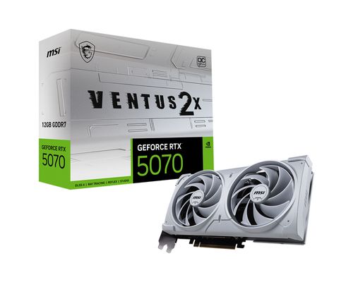 MSI VGA GEFORCE RTX 5070, RTX 5070 12G VENTUS 2X OC WHITE, 12GB GDDR7, HDMI/DP3, DUAL FAN, OC