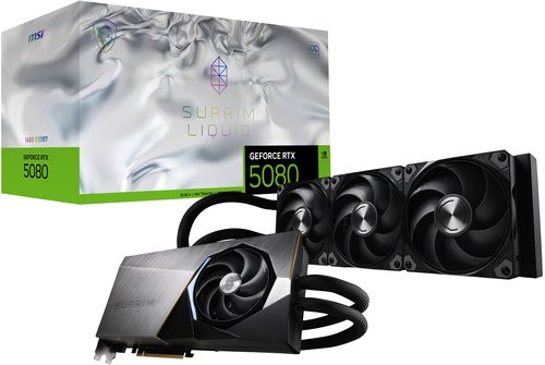 MSI VGA GEFORCE RTX 5080, RTX 5080 16G SUPRIM LIQUID SOC, 16GB GDDR7, HDMI/DP*3, ATX, TRI FROZR, OC