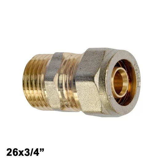Multistrato avvitare - Raccordo dritto filettato maschio 3/4 x 26 mm