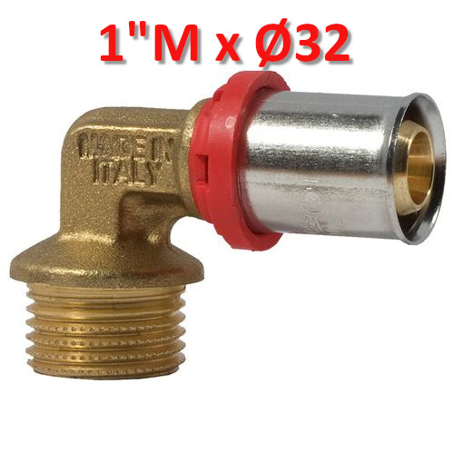 Multistrato pressare - Gomito 90° filetto maschio 1'' x Ø 32 mm