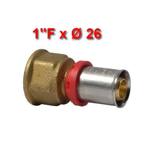 Multistrato pressare - Raccordo diritto femmina 1'' x Ø 26 mm