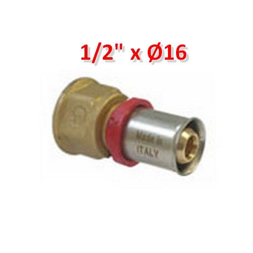 Multistrato pressare - Raccordo dritto femmina 1/2'' x Ø 16 mm