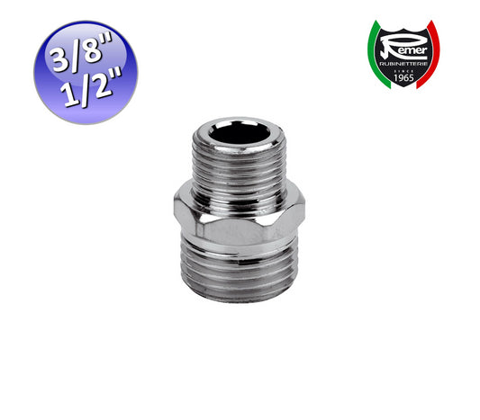 Chrome-plated reducing nipples MM 3/8'' x 1/2'' - brass