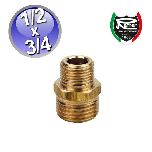 MM 1/2 x 3/4 yellow brass reducing nipples