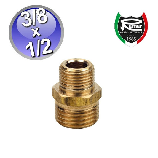3/8'' x 1/2'' MM yellow brass reducing nipples