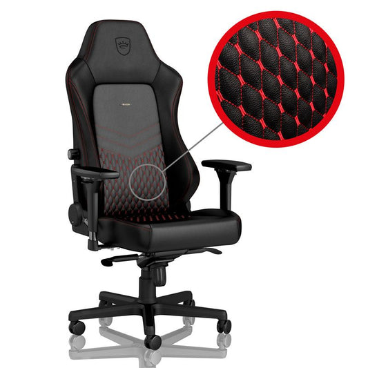 NOBLECHAIRS HERO GAMING CHAIR, GENUINE LEATHER, BLACK AND RED