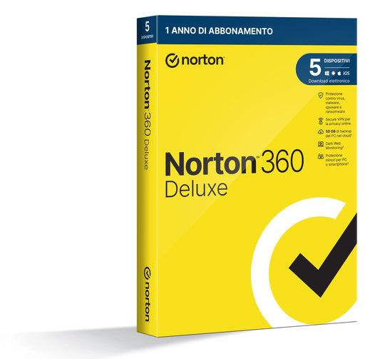 Norton 360 Deluxe 2024 | Antivirus for 5 Devices | 1-Year License | Secure VPN and Password Manager | PC, Mac, Tablet and More