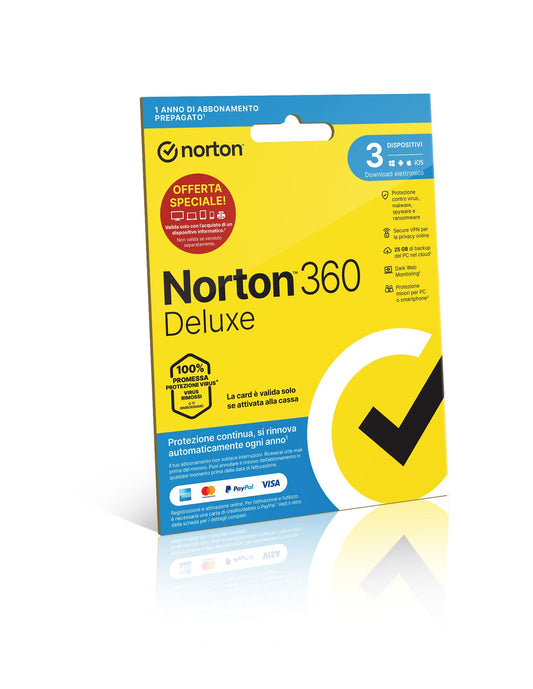 NORTON 360 DELUXE 25GB IT 1 USER 3 DEVICE 1Y OLD CODE 21397693