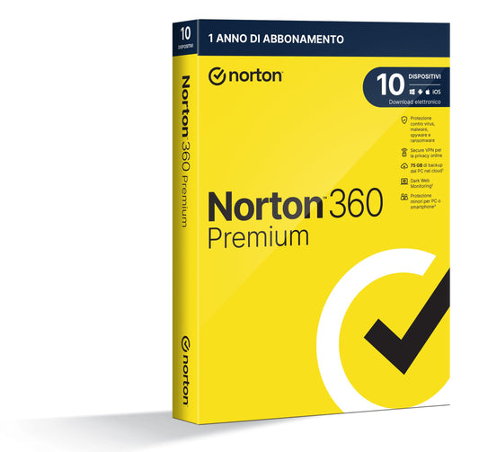 NORTON 360 PREMIUM 75GB IT 1 USER 10 DEVICE 1Y VECCHIO CODICE 21397805