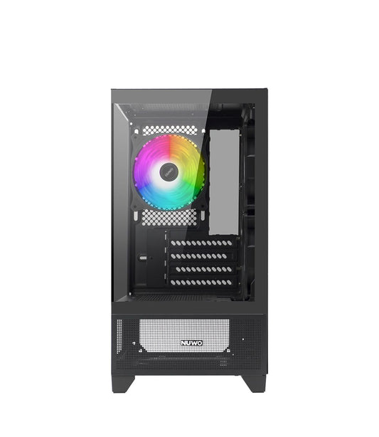 NUWO CASE MICRO-ATX CLASH CK100 BLACK, 3FAN ARGB FRONT AND SIDE GLASS
