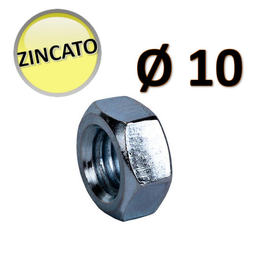 OTER - M10 Zinc-Plated Hex Nut - 10-Piece Pack