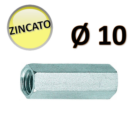 OTER - Zinc-plated sleeve for M10 threaded rod - PACK OF 10