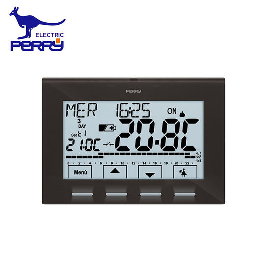 Perry 1CRCR028A - NEXT Series Battery-Powered Digital Wall-Mounted Chronothermostat, Anthracite