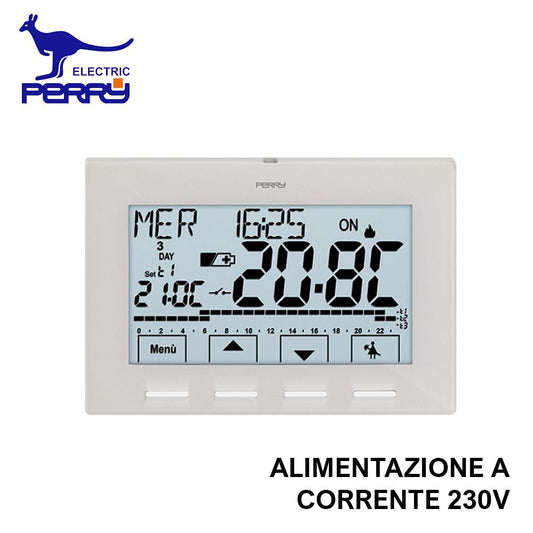 Perry 1CRCR029B - NEXT series 230V wall-mounted digital chronothermostat, white color