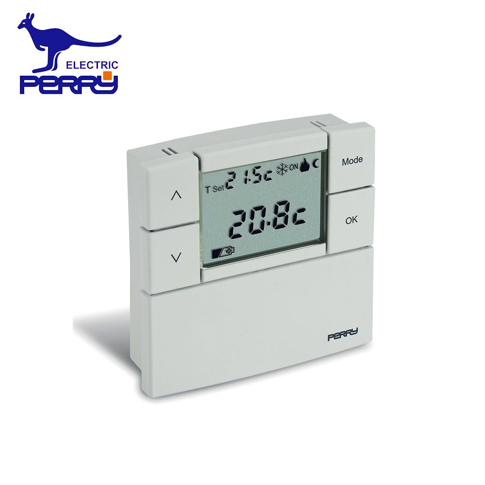 Perry 1TPTE530B - Zefiro Digital LCD Wall Thermostat, White