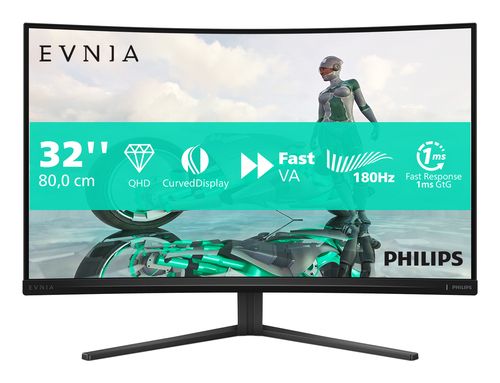 PHILIPS CURVED GAMING MONITOR 31.5 LED VA QHD 16:9 0.5 MS 300 CDM 180hz, ENVIA, DP/HDMI