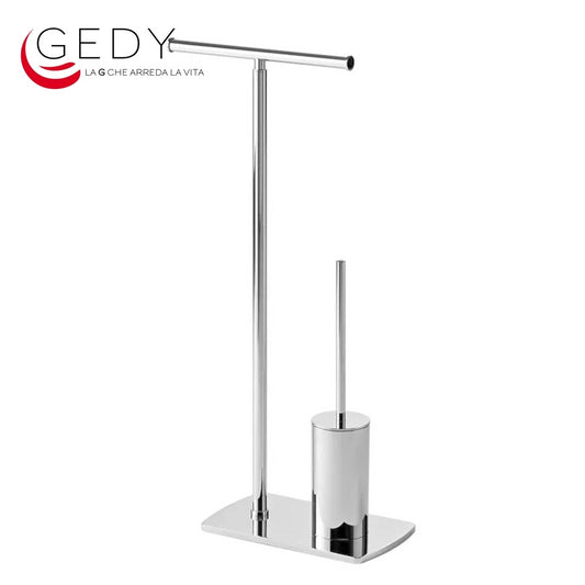 Piantana wc porta rotolo e porta scopino - FLORIDA 733213 GEDY - in ottone ed acciaio cromato