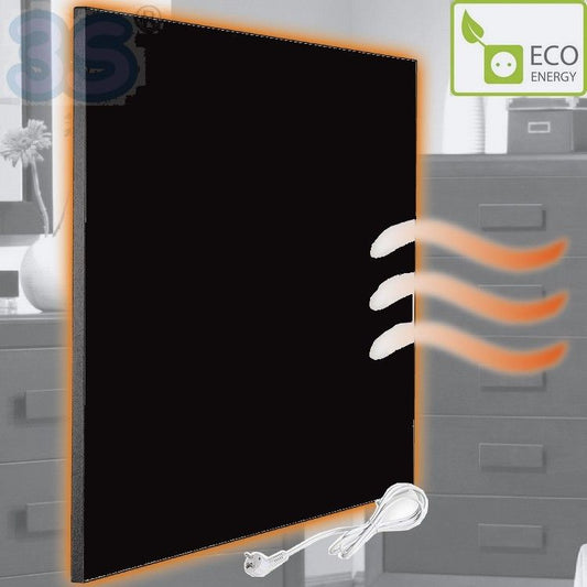 Piastra pannello riscaldante calorifero elettrico a raggi infrarossi in ceramica colore NERO - potenza 395 watt