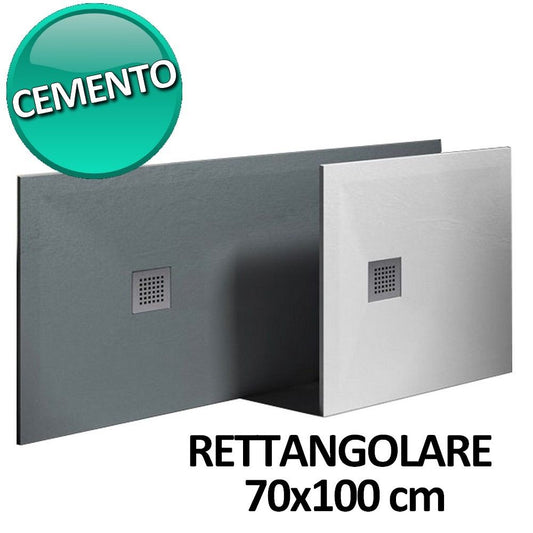 Piatto doccia 70x100 in resina e gelcoat effetto pietra - Colore Cemento