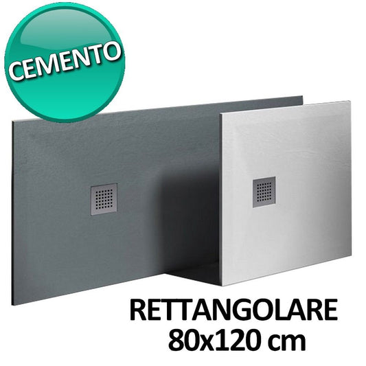 Piatto doccia 80x120 in resina e gelcoat effetto pietra - Colore Cemento