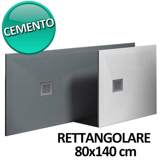 Piatto doccia 80x140 in resina e gelcoat effetto pietra - Colore Cemento