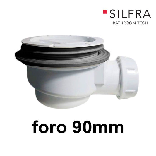 Piletta ribassata sifone per piatto doccia foro Ø 90 mm senza tappo cromato - Silfra