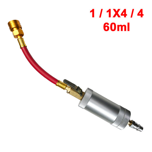 Universal metal injector gun for oil and dye