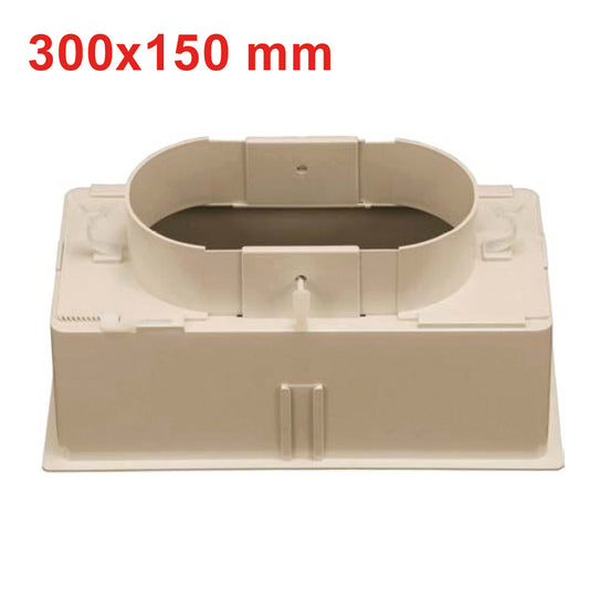 Plenum 300x150 mm in ABS con attacco regolabile da Ø160 a Ø200 mm e serranda