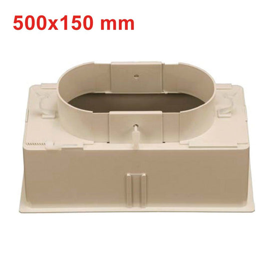 Plenum 500x150 mm in ABS con attacco regolabile da Ø160 a Ø250 mm e serranda
