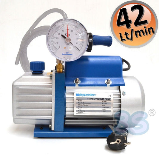 Vacuum pump 42 lt/min with vacuum gauge and tap