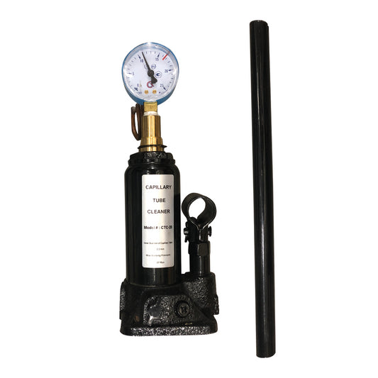 Manual hydraulic pump for cleaning and unblocking refrigeration capillaries
