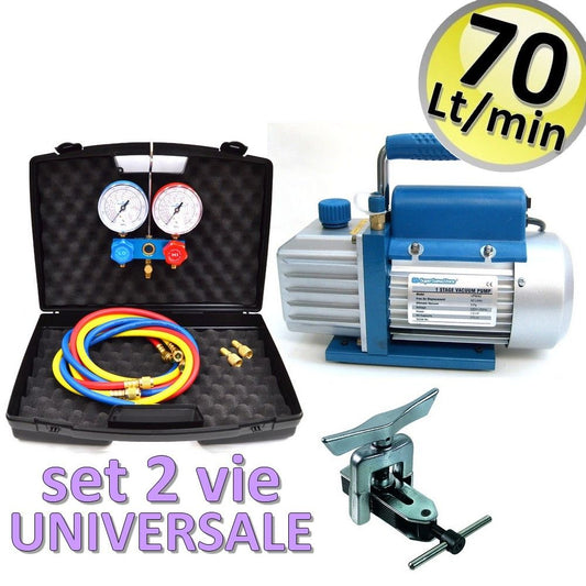 70 LT VPM70 vacuum pump + universal 2-way pressure gauge set + flaring tool