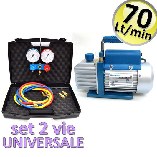 70 LT VPM70 vacuum pump + universal 2-way pressure gauge set