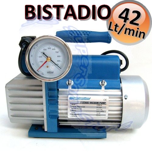Two-stage vacuum pump 42 Lt/min solenoid valve and vacuum gauge