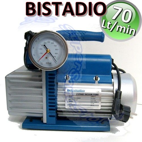 Two-stage vacuum pump 70 Lt/min solenoid valve and vacuum gauge