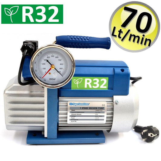 Single-stage vacuum pump 70 L/min for R32 R1234YF gas systems - vacuum gauge and solenoid valve