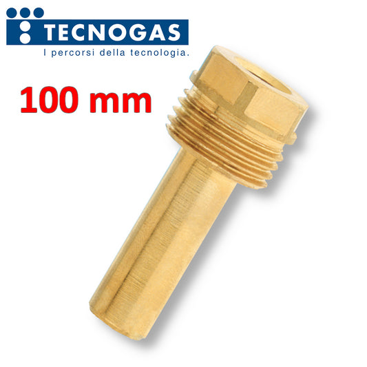 Pozzetto per termometro attacco M 1/2'' - lunghezza 100 mm - INAIL OTTONE
