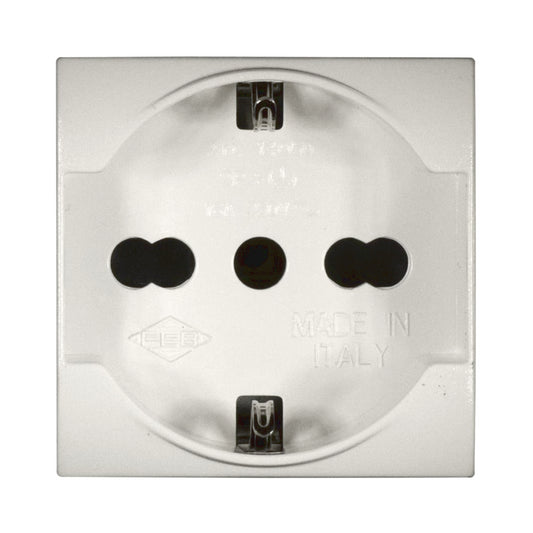 Presa Unel Bipasso Schuko bianco Compatibile con Living International / Light - Feb Elettrica