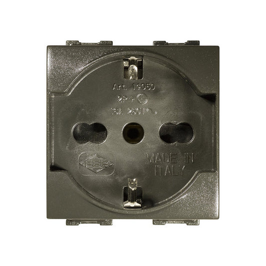 Presa Unel Bipasso Schuko nero antracite Compatibile con Living International / Light - Feb Elettrica