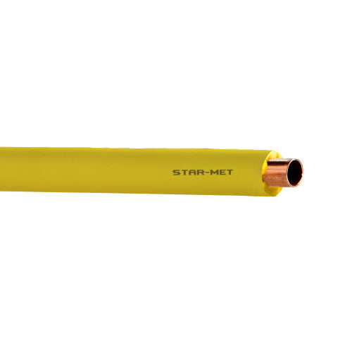 PREZZO AL MT - Tubo rame Ø 15 x 1 mm - rivestito in Pe stellare giallo STAR-MET - impianti sottotraccia di gas (UNI CIG 7129) -