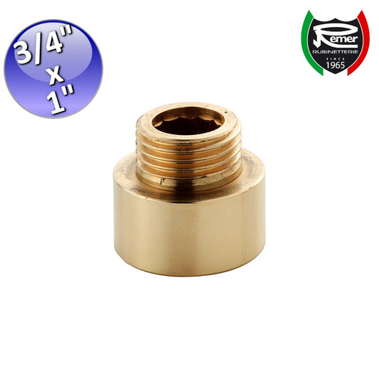 Reduced extension from M 3/4'' x F 1'' in yellow brass