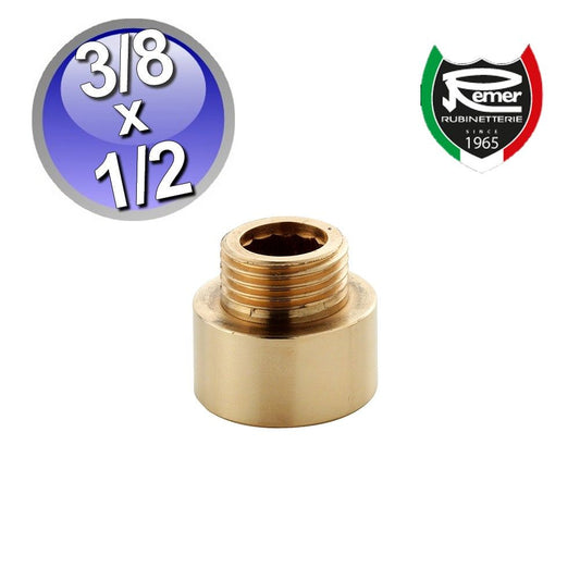 Reduced extension from 3/8 m xf 1/2 in yellow brass