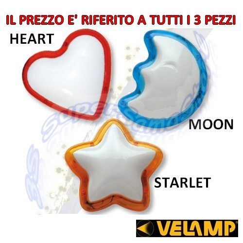 Pushlight colorati 3 pezzi Cuore-Luna-Stella