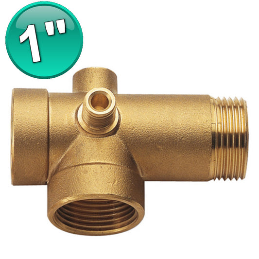 5-way fitting for pressure pump L. 92 mm Ø 1'' x 1/4'' - yellow brass