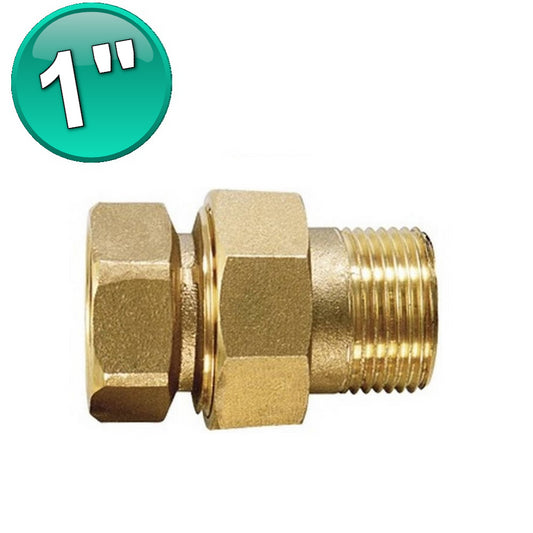 MF Ø 1'' straight union fitting - yellow brass