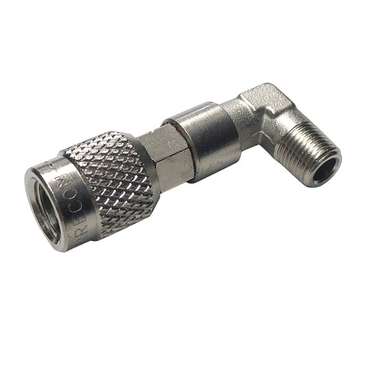 Raccordo a gomito 1/4'' sae femmina con girello x 1/8'' NPT maschio