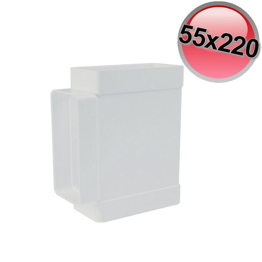 Raccordo a T TEE per canale condotto rettangolare 55x220 mm in plastica per VMC cappa cucina